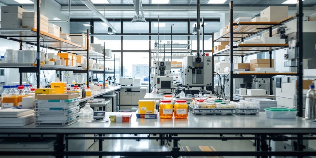 Laboratorium modern dengan peralatan pengujian canggih.