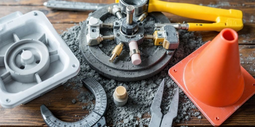 Berbagai alat uji beton untuk konstruksi berkualitas.